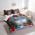 thumbnail image 4 of Manfei Merry Christmas Gifts 7 Pieces Bedding Comforter Set,Cartoon Xmas Tree Full Bedding Set,Green Red Fitted Sheet Flat Sheet For Girls,Breathable Home Decor Reversible, 4 of 9