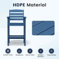 thumbnail image 4 of FUNDAZE Outdoor Bar Height Chair Set of 2, HDPE Weather Resistant Patio Stools with Wide Seat, Ergonomic Back, Armrest & Footrest, Tall Bar Chair for Garden, Poolside, Balcony, Navy Blue, 4 of 6