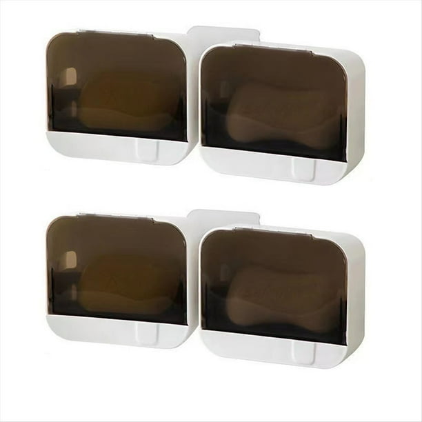 Jabonera de Pared, Instalación Sin Perforaciones, Caja de Jabón con Drenaje para Baño, Diseño Impermeable y Compacto.