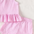 thumbnail image 7 of Amidoa Girls 2 Piece Outfits Summer Clothes Cotton Ruffle Sleeve Tank Top T-Shirt and Shorts Casual Kids Clothing Sets,Pink Size 3T, 7 of 7