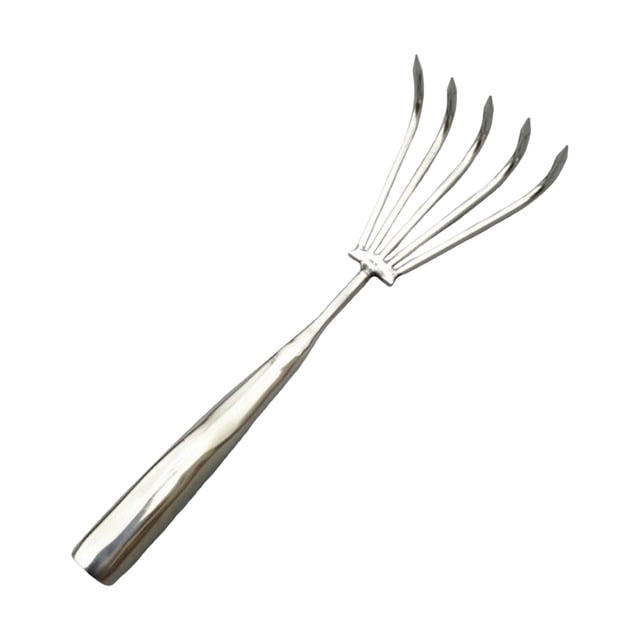 Almencla Hand Rake Handheld Gardening Tool Comfortable Handle Heavy Duty Metal Shrub Rake 5 Tines