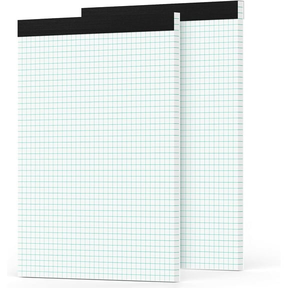 2 Pack 8.5x11 Graph Paper Pad - 4x4 Grid 70GSM White, 30 Sheets/Pad Easy Tear Quadrille Pad