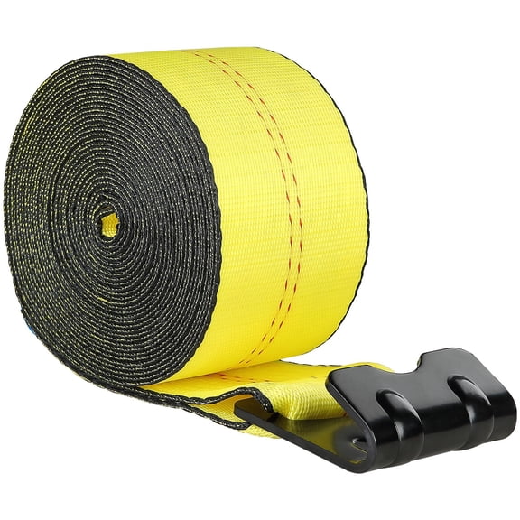 Heavy Duty Winch Straps 4" x 40 ft, 6000 lb Capacity with Flat Hooks - 10 Pack Yellow Tie Downs for Flatbed Trailers, Cargo Control, and Recovery
