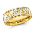 thumbnail image 1 of Mens Stainless Steel Yellow Plated Ceramic Fragments Inlay Band Ring (8mm), 1 of 4