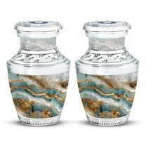 SUBSH Small Urns for Human Ashes Marble Design Metal Urn - Marble Urn - Urn for Ashes - Urn for Ashes Adult Male - Small Keepsake Urn - Small Urn for Ashes Keepsake Mom (3inch, 2pcs)