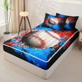thumbnail image 3 of Homewish Splatter Baseball Zipper Full Size Comforter Sets with Fitted Sheet and 2 Pillowcases, Red Blue Watercolor Zipper Bedding Set for Boys and Girls, Black Reversible, 4-Piece, 3 of 6