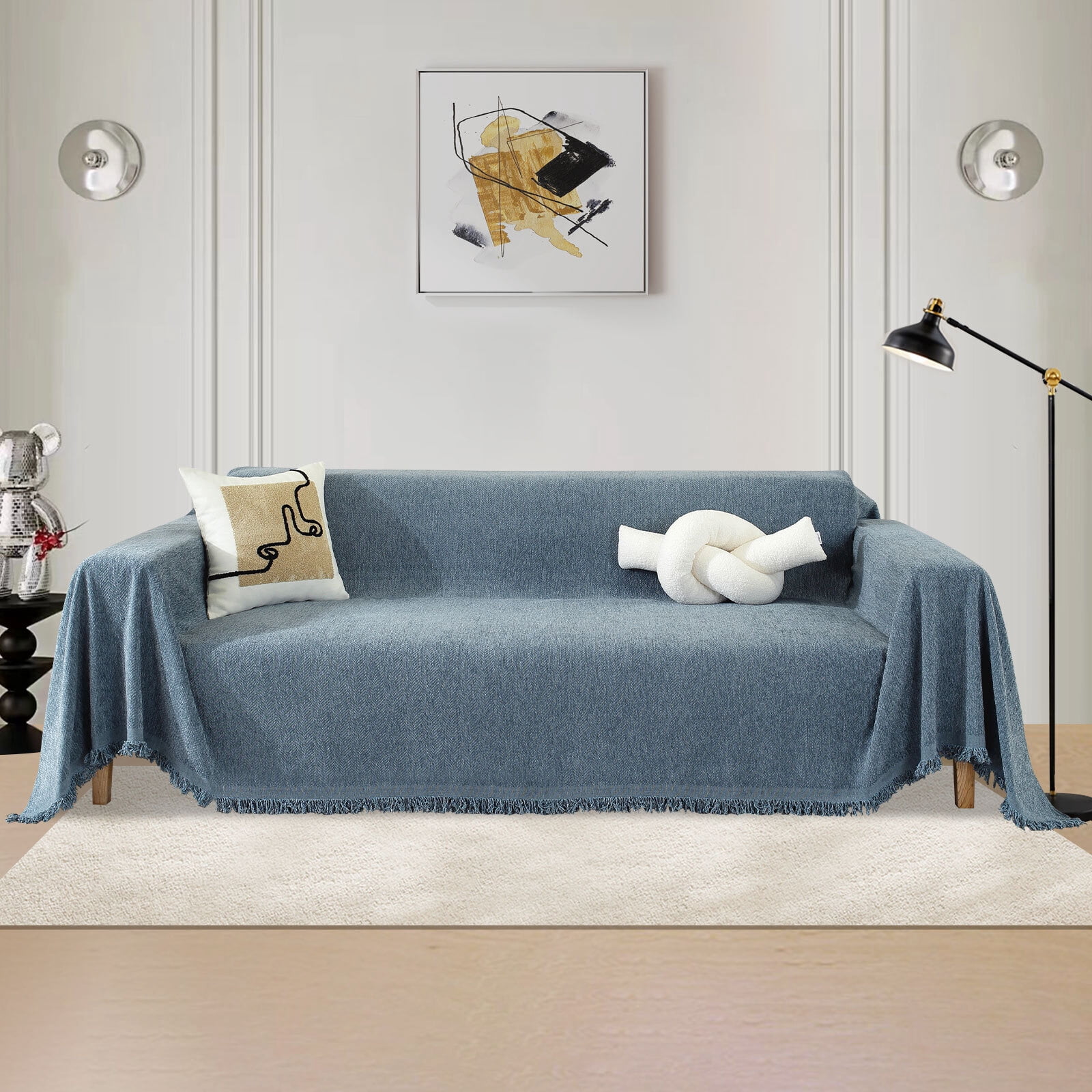 Chenille Couch Cover Pet Friendly Sofa Cover Washable Reversible Sofa Slipcover for Sectional Sofa, Loveseat, 2 or 3 Cushion Couch, Corner Sofa, Futon Cover