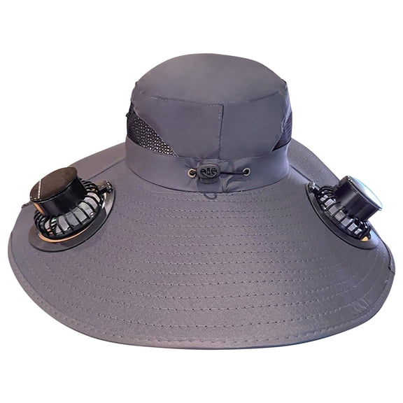 Sulaicai Outdoor Wide Brim Sun Hat with 2 Solar Fan, Sun Bucket Hat for Men Women, Bucket Fishing & Beach Hat with Fan Built in