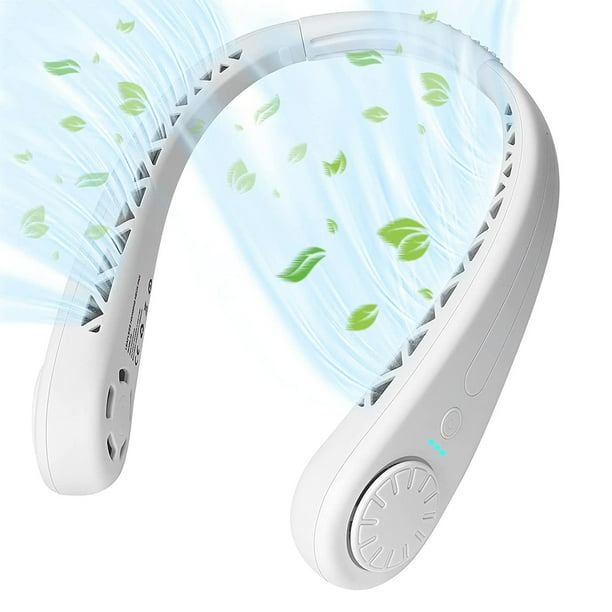 Naiovety Mini ventilador colgante para el cuello, 5W, recargable por USB, 3 velocidades, ventilador de refrigeración ajustable, enfriador de aire de Electrodomésticos Blanco Naiovety HA006450-01B