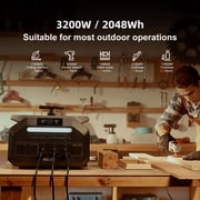 IEE P3200 Solar Generator with 200W Panel, 2048Wh LiFePO₄ Power Station 3200W (6400W Peak), 16 Ports, 1800W Fast AC/Solar Charging, APP Control, EPS Backup for Home, Camping & RV