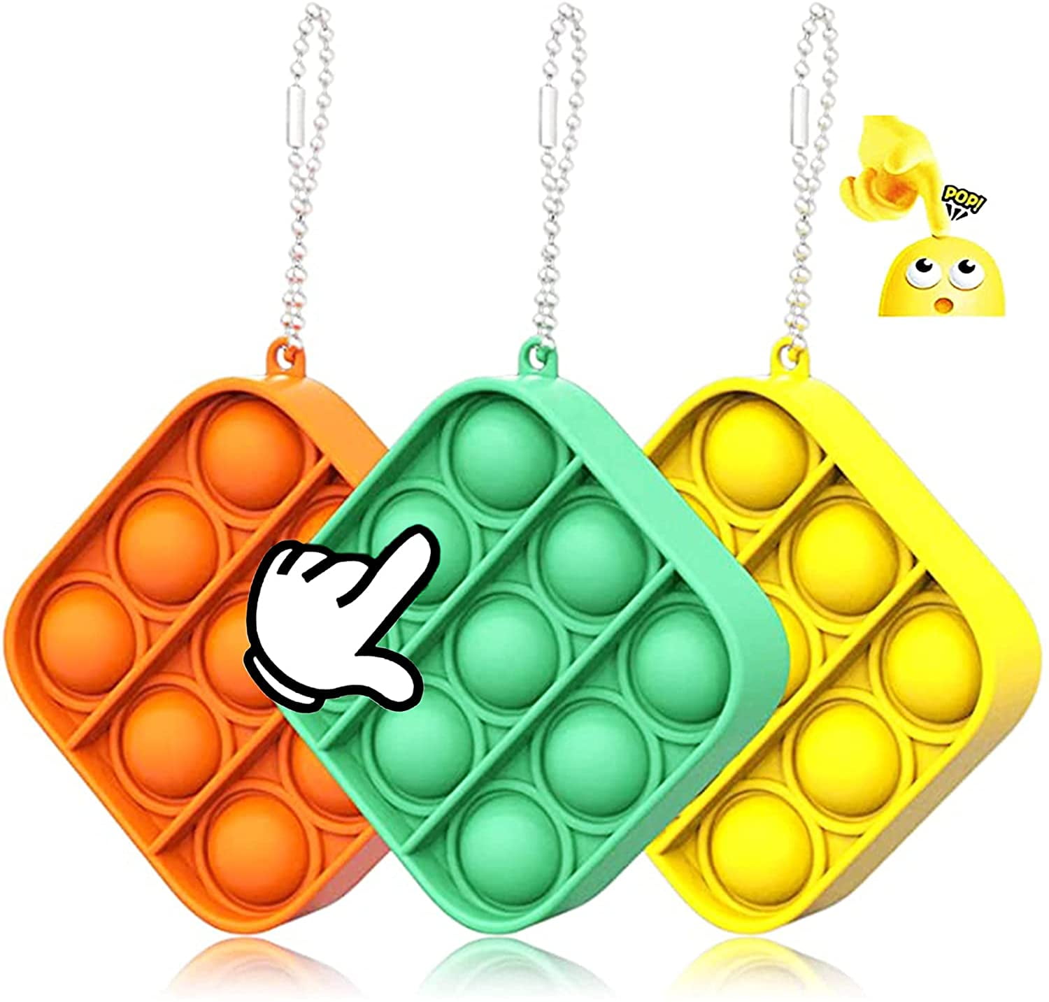 5 PCS Mini Push pop Bubble Sensory Fidget Toy Hand Toys Keychain Toy Anxiety Stress Reliever for Kids Adults D