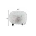 thumbnail image 2 of Linon June Faux Fur Wood Upholstered Foot Stool in White, 2 of 3