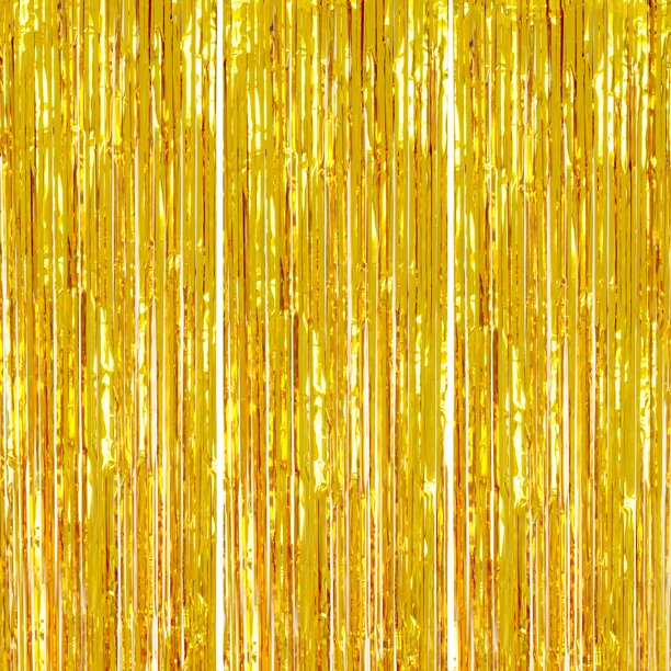 Cortinas de malla dorada DECOCKRAT con fondo de flecos, 1 x 2,5 m, paquete de 3