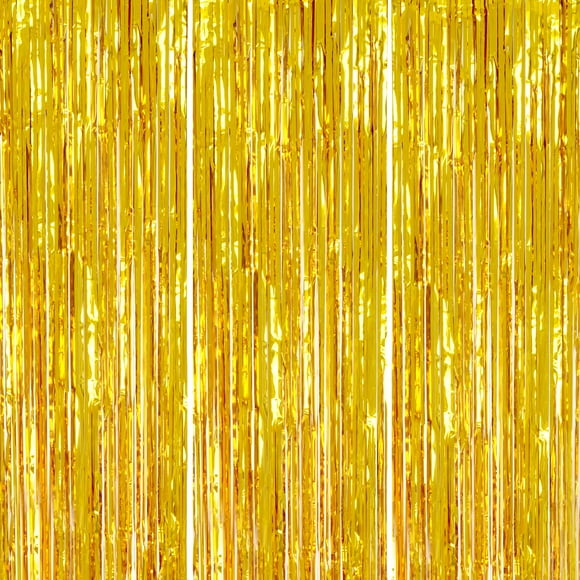 Cortinas de malla dorada DECOCKRAT con fondo de flecos, 1 x 2,5 m, paquete de 3