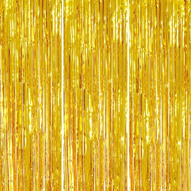 Cortinas de malla dorada DECOCKRAT con fondo de flecos, 1 x 2,5 m, paquete de 3