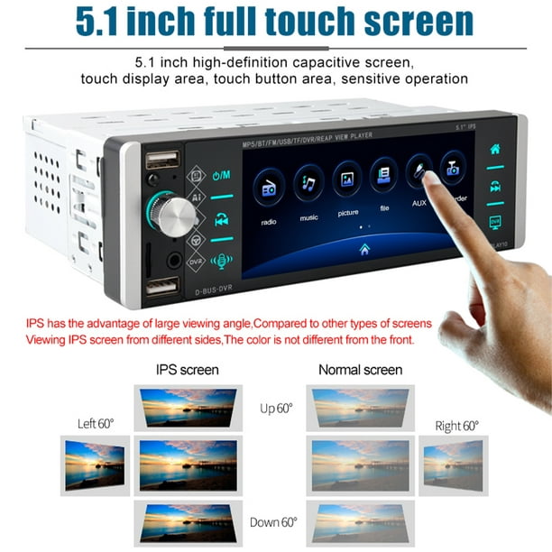 1 Din 5.1'' HD Car MP5 Radio Video Player Bluetooth 4.2 Autoradio FM AUX USB  SD DVR Touch Screen with Music Movie Player voice assistant 