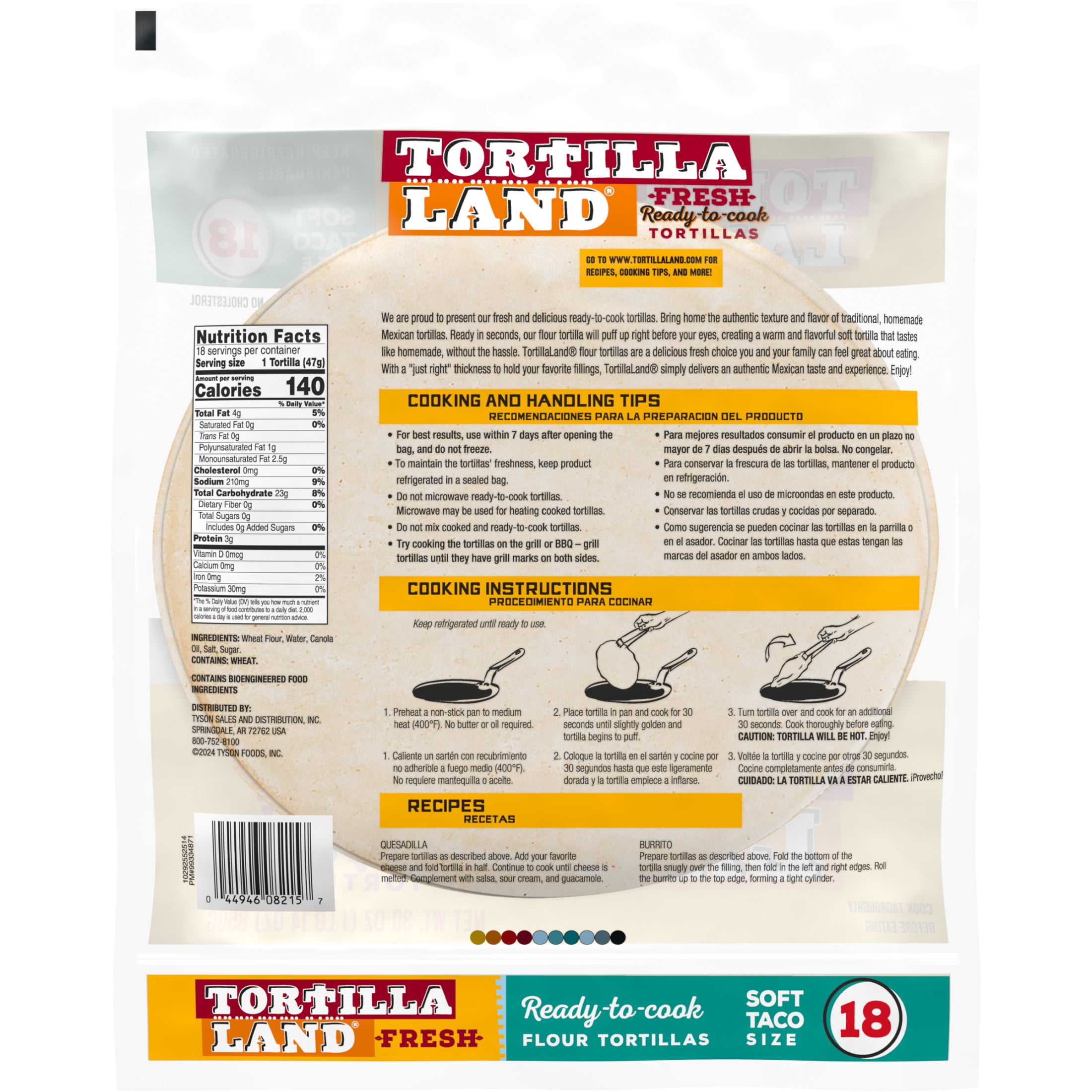 Tortilla Land Ready to Cook Soft Taco Size Flour Tortillas, 30 oz, 18 Count