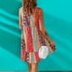 thumbnail image 5 of Vestido mini con cuello en V para mujer, vestido sin mangas bohemio estampado estilo étnico informal para verano, 5 of 7