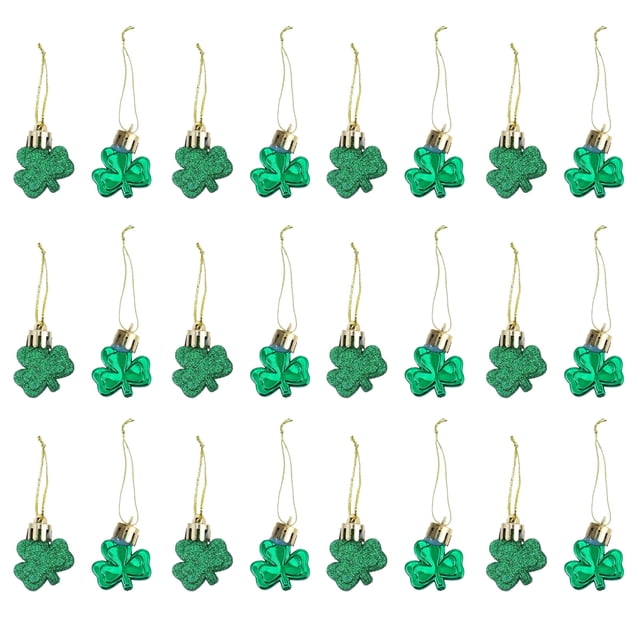 Colgante de decoración verde con tréboles para el día de San Patricio, delicado adorno colgante, 24 unidades