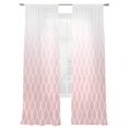 thumbnail image 2 of Sheer Curtains 96 Inches Long 2 Panels, Pink Gradient Lattice White Line Rod Pocket Curtain Voile Draperies, Romantic Simple Style Light Filtering Window Treatment for Living Room Kitchen Bedroom, 2 of 8