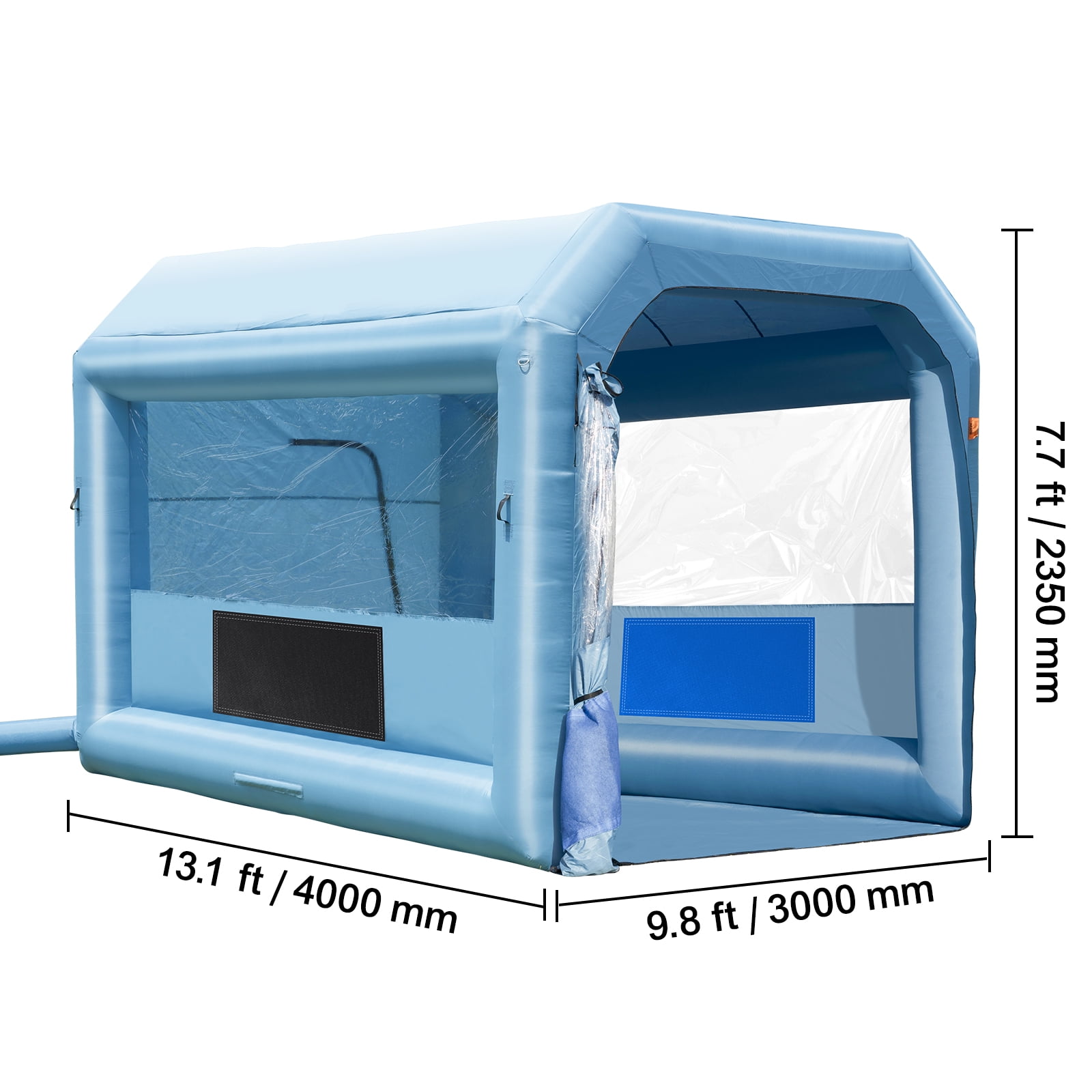 KFFKFF Inflatable Paint Booth, 13.1x9.8x9 ft, Includes 750W Blower & Filtration System, Ideal for Motorcycles, Bicycles & Vehicle Parts
