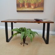 Contemporary Home Living Solid Rectangular Wooden Bench - 40 - Chestnut Brown and Black