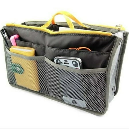Higi Quality Handbag Organizer, Liner, Sturdy Nylon Purse Insert 13 Pockets - 2 Pack Gray