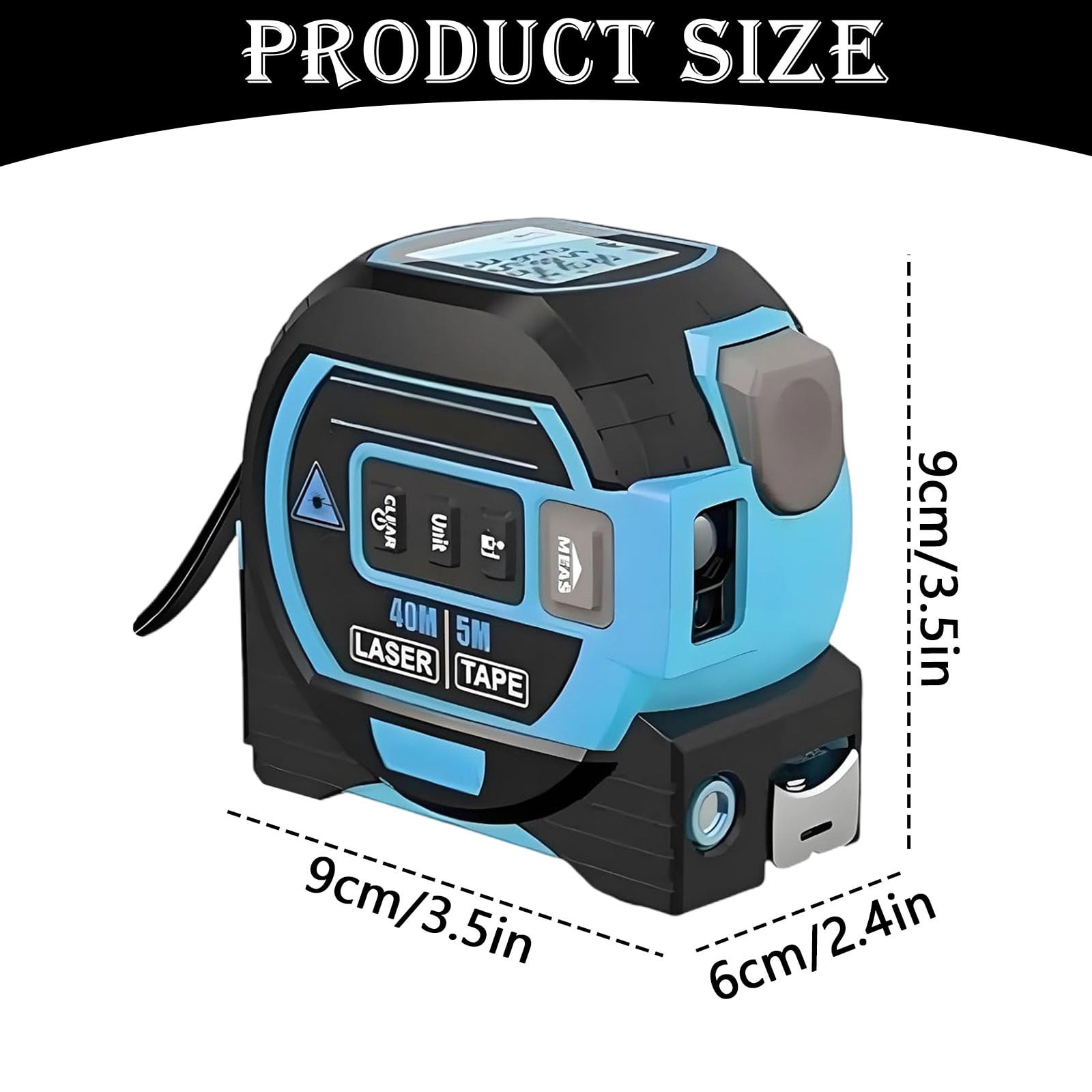 3-in-1 Digital Laser Tape Measure, 40m Laser Distance Meter, 5m Portable Tape Measure with Cross Line Laser, Auto Lock, ft/in/m Switch, Area Volume and Pythagorean Measurement Tool