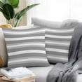 thumbnail image 2 of Waterproof Throw Pillow Covers Set of 2, 24x24 Inch Grey Stripe Decorative Pillowcases Outdoor Pillow Slip Cushion Covers Set for Couch Tent Minimalist Farmhouse Striped, 2 of 7