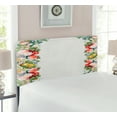thumbnail image 2 of Victorian Headboard, Rose Garland Pastel Tones Jasmine Cornflower Bouquet Classic Bloom Graphic, Upholstered Decorative Metal Bed Headboard with Memory Foam, Twin Size, Red Yellow Green, by Ambesonne, 2 of 4