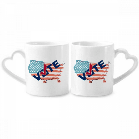 

Vote Your Dream America USA Couple Porcelain Mug Set Cerac Lover Cup Heart Handle