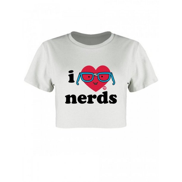 Pop Factory - Top Crop I Love Nerds para Mujer (Blanco, Negro, Rojo)