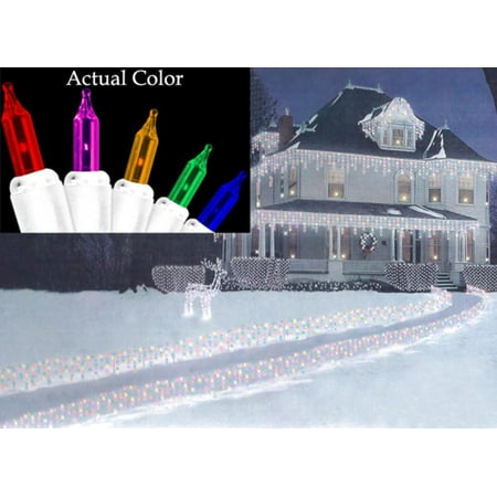 Set of 150 Multi-Colored Path-Cicles Mini Christmas Lights - White Wire
