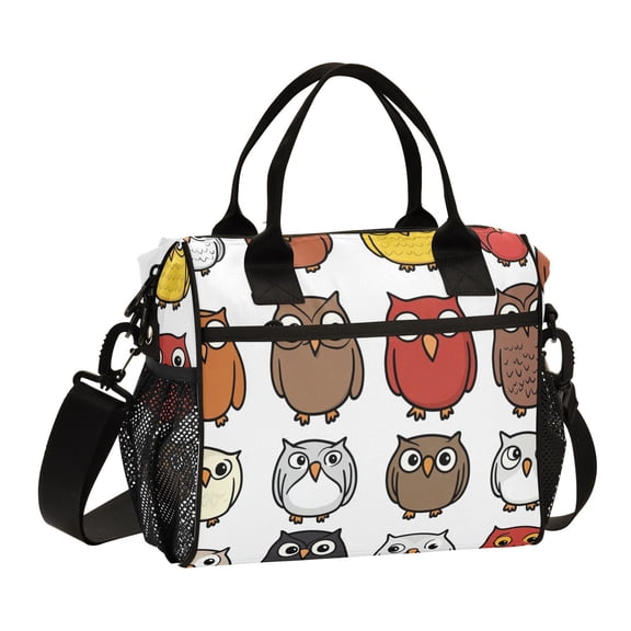 Ckdifva Cartoon Owls Cooler Bag Cooler Cooling Tote Lunch Bag Lunch Box Front Pocket with Shoulder Strap