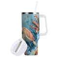 thumbnail image 2 of Ryvnso 40 oz Tumbler with Handle and Straw Insulated Stainless Steel Travel Mug with Lid Vintage Turtle Coral, 2 of 9