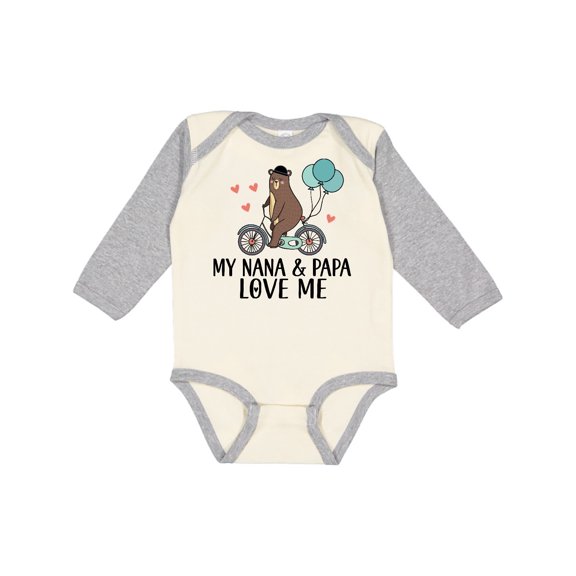 Inktastic My Nana Papa Love Me Grandchild Boys Long Sleeve Baby Bodysuit