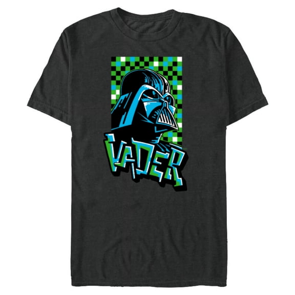 Star Wars Darth Vader Pixel Art Graffiti Tag Style - Short Sleeve Blended T-Shirt for Adults - Customized-Dark Heather