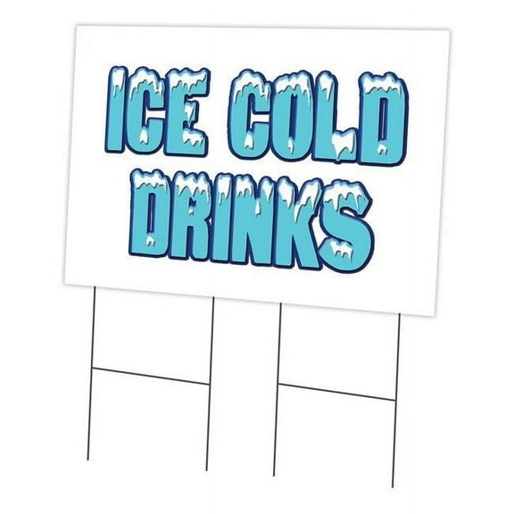 SignMission C-2436 Ice Cold Drinks 24 x 36 in. Yard Sign & Stake - Ice Cold Drinks