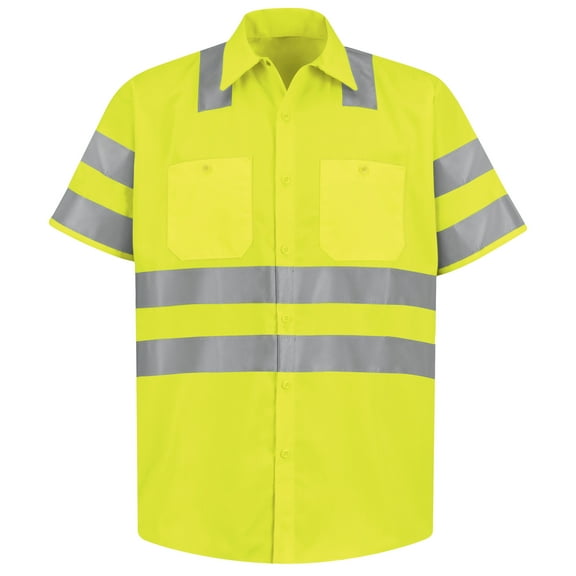 Red Kap Men's Hi-Visibility Short Sleeve Work Shirt - Type R, Class 3