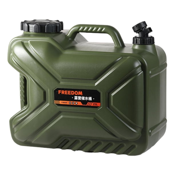 Contenedor de agua para acampar, de polietileno, de gran capacidad, con grifo, a prueba de fugas, color verde, para supervivencia, viajes, picnics, 18 litros