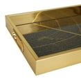 thumbnail image 4 of DecMode 16", 14"W Gold Plastic Geometric Tray with Black Glass, 2-Pieces, 4 of 7
