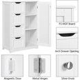 thumbnail image 4 of Vebreda 4 Drawer Bathroom Cabinet Storage Cupboard 3 Shelves Free Standing White, 4 of 6