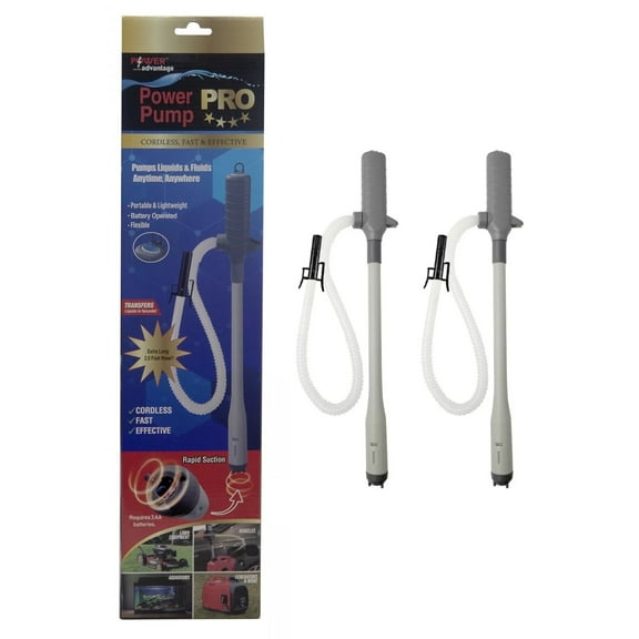 2-Ideaworks Automatic Transfer Pump Tool - Battery Operated Liquid Fuel Syphon Supply-Gas, Oil, Water, Aquarium, Fish Tank, Truck Diesel-Electric Battery Powered Pump Pack of 2