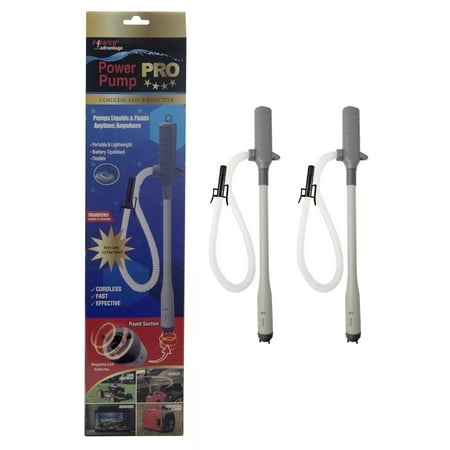 2-Ideaworks Automatic Transfer Pump Tool – Battery Operated Liquid Fuel Syphon Supply-Gas Oil Water Aquarium Fish Tank Truck Diesel-Electric Battery Powered Pump Pack of 2