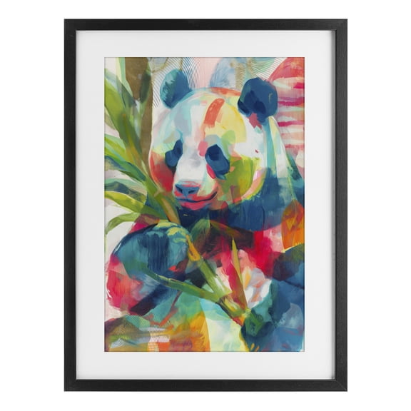Stupell Industries Expressive Panda In Bloom Black Framed Print Under Glass, design by Chromatic Storm Studio
