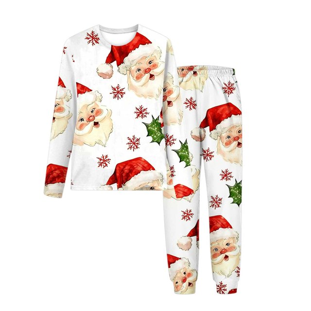 Birdeem Ensemble de Costume de Noël pour Enfants, Chemise Imprimée à Manches Longues, Col Rond, Pantalon à Taille Élastique