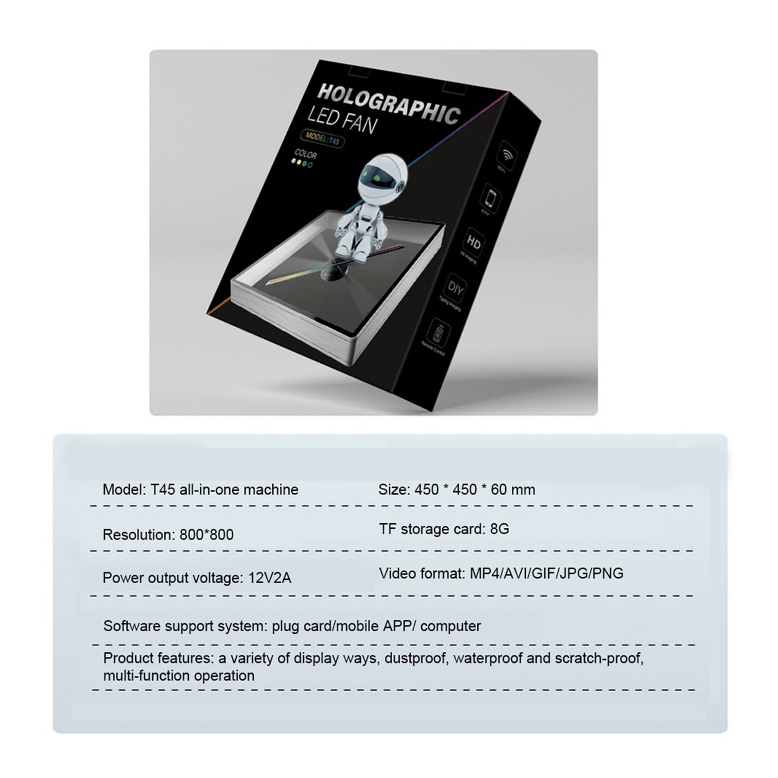 3D Hologram, 3d Hologram Projectors Led Scrolling Sign Support Video/Image Shell Holographic HD Advertising Light With 8GB Card Ideal Advertising Tool