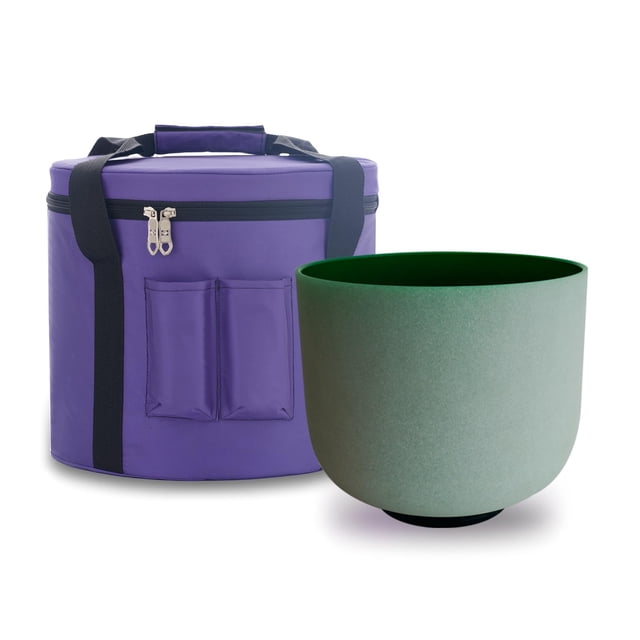 KVKA 432 Hz Heart Chakra Crystal Singing Bowl Green Color Singing Bowls F Note 8 Inch With Carrying Case (432hz, F Note Heart Cha