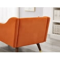 thumbnail image 6 of Chaise Lounge Indoor, Modern Upholstered Velvet Lounge Couch with Tufted Cushion, Sofa Recliner Lounge Chair with Pillow & Curved Armrest for Bedroom Living Room Office, Orange, Left Armrest, 6 of 9