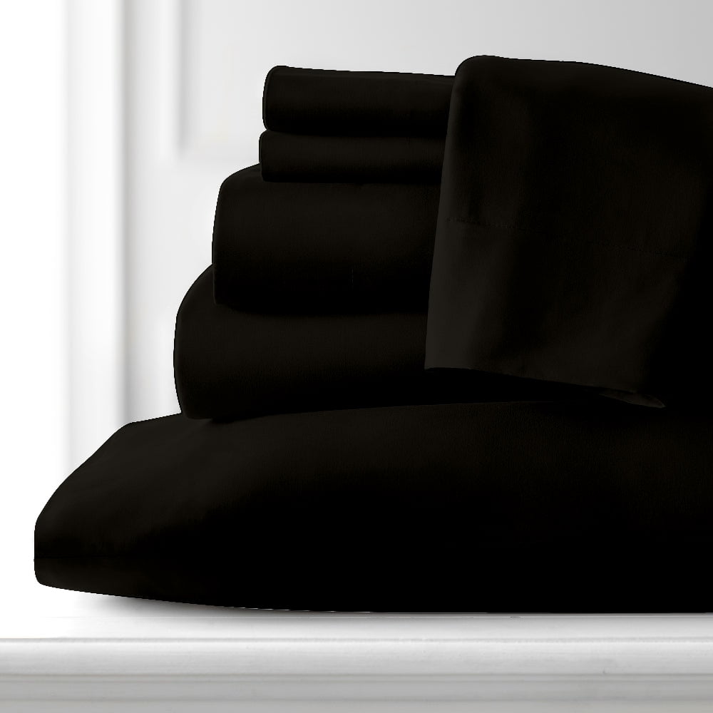 Premium Home Collection Microfiber Soft Cooling Bed Sheet Set - 6 Piece, Queen, Black